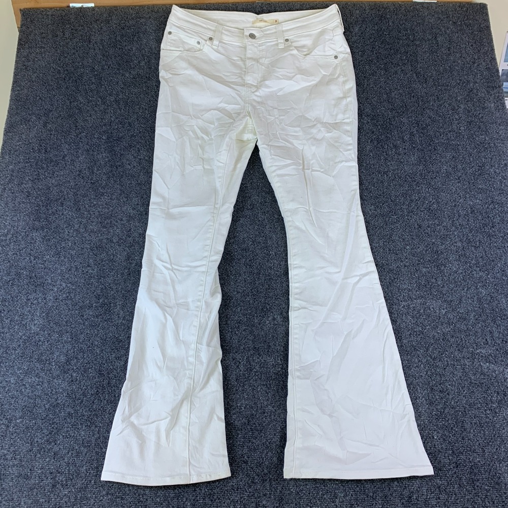 Levi's 726 Flare Jeans Womens 33x30 Soft Clean White Denim Cotton High Rise